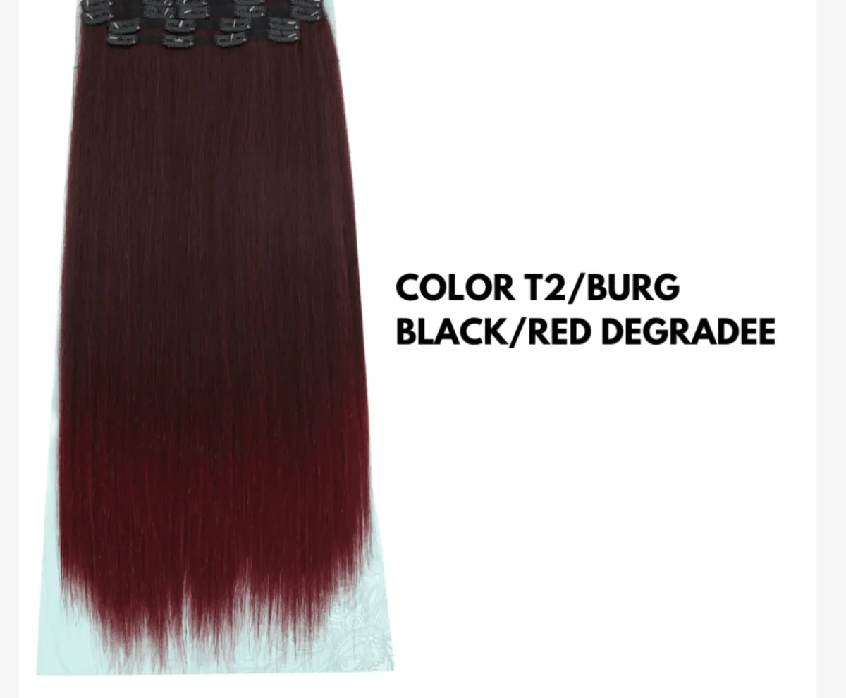 Online 7 fasce liscia con clip T1b/burg Extension Rosse|Code Basi Rosse