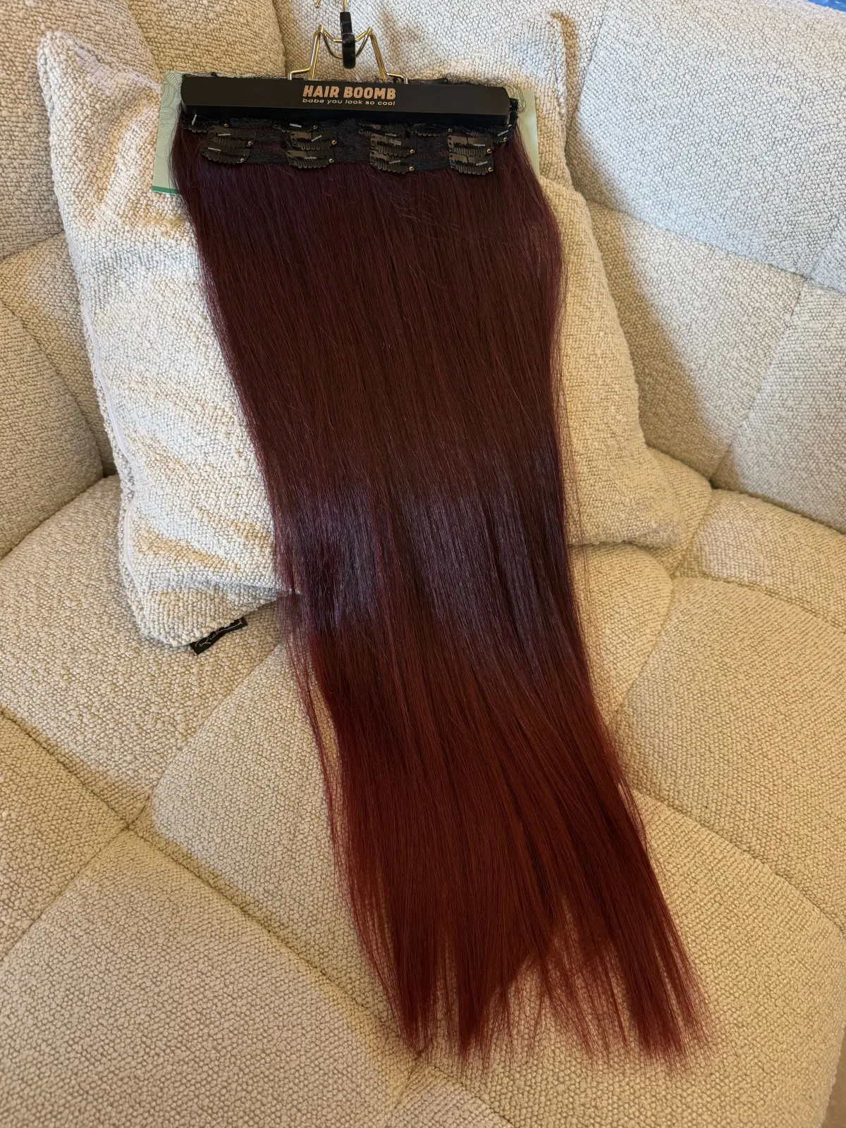Online 7 fasce liscia con clip T1b/burg Extension Rosse|Code Basi Rosse