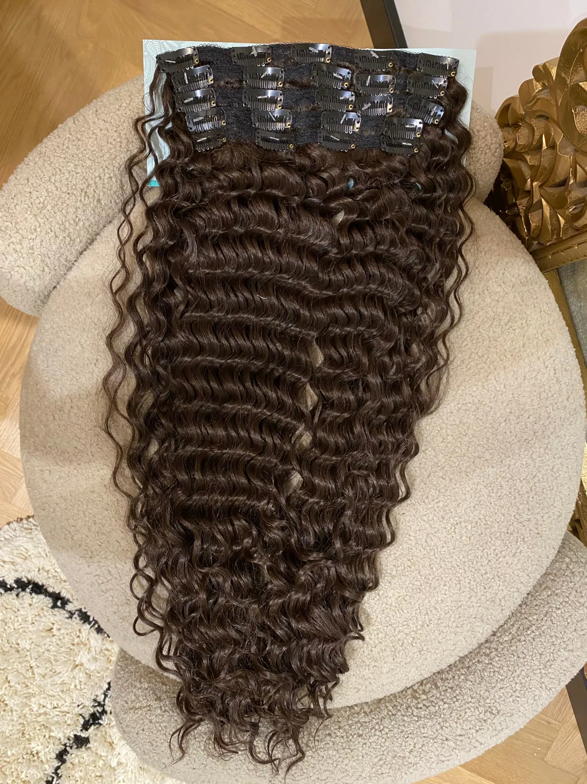 Discount 7 fasce Ricce con clip Castano Scuro Extension Castane