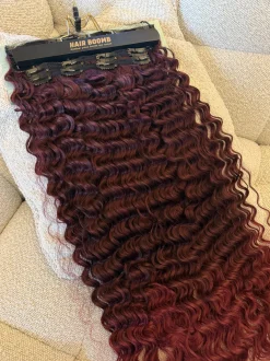 Hot 7 fasce Riccia con clip rosso burg Extension Rosse|Code Basi Nere