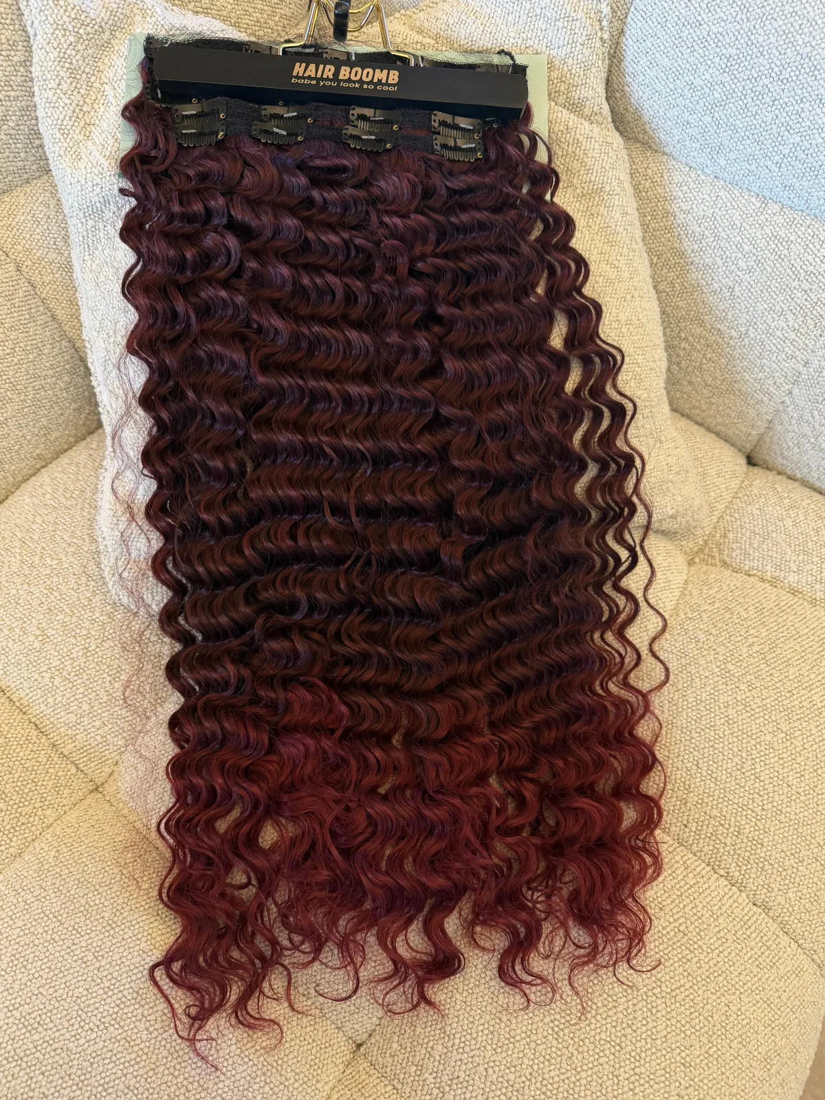 Hot 7 fasce Riccia con clip rosso burg Extension Rosse|Code Basi Nere