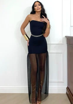 Best Abito a fascia con gonna in tulle nero Abiti