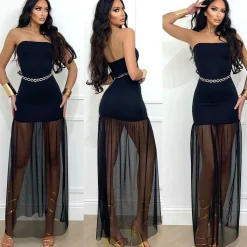 Best Abito a fascia con gonna in tulle nero Abiti