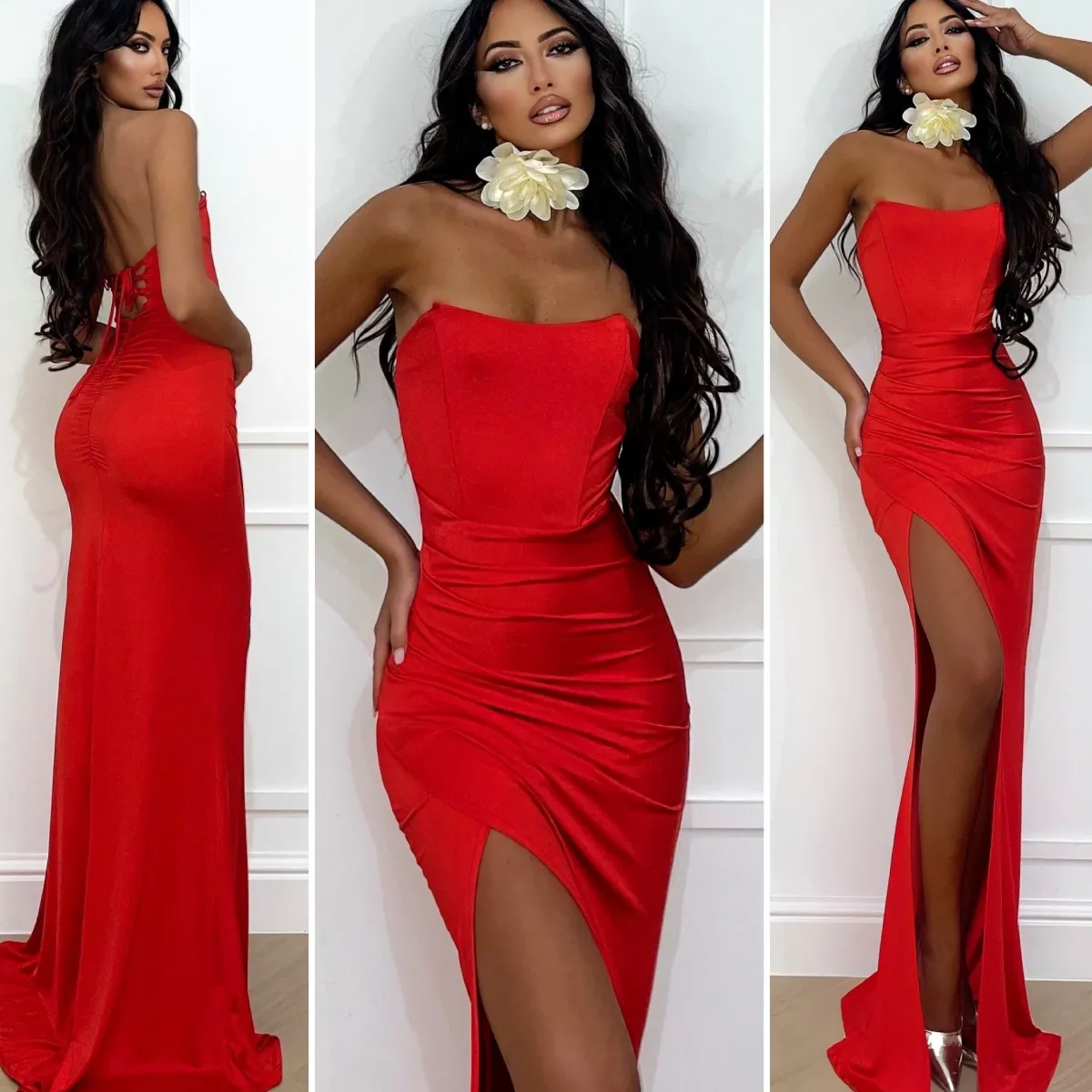 Sale Abito a sirena con push up e incrocio vari colori Abiti
