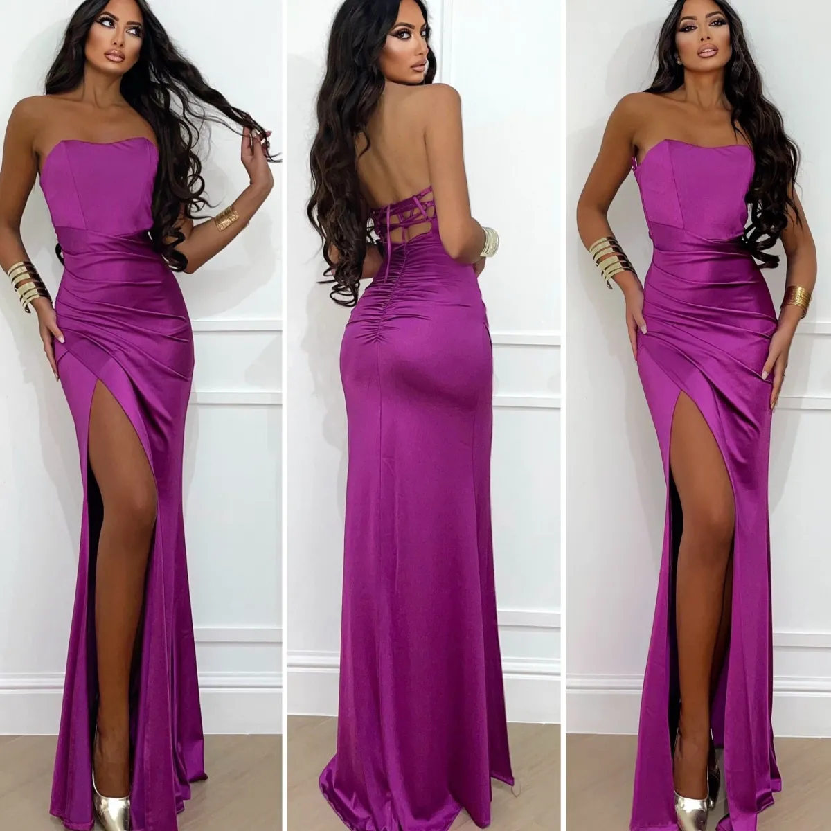 Sale Abito a sirena con push up e incrocio vari colori Abiti