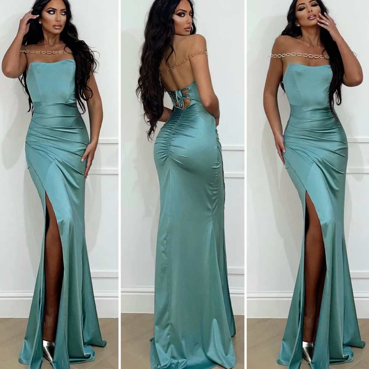 Sale Abito a sirena con push up e incrocio vari colori Abiti