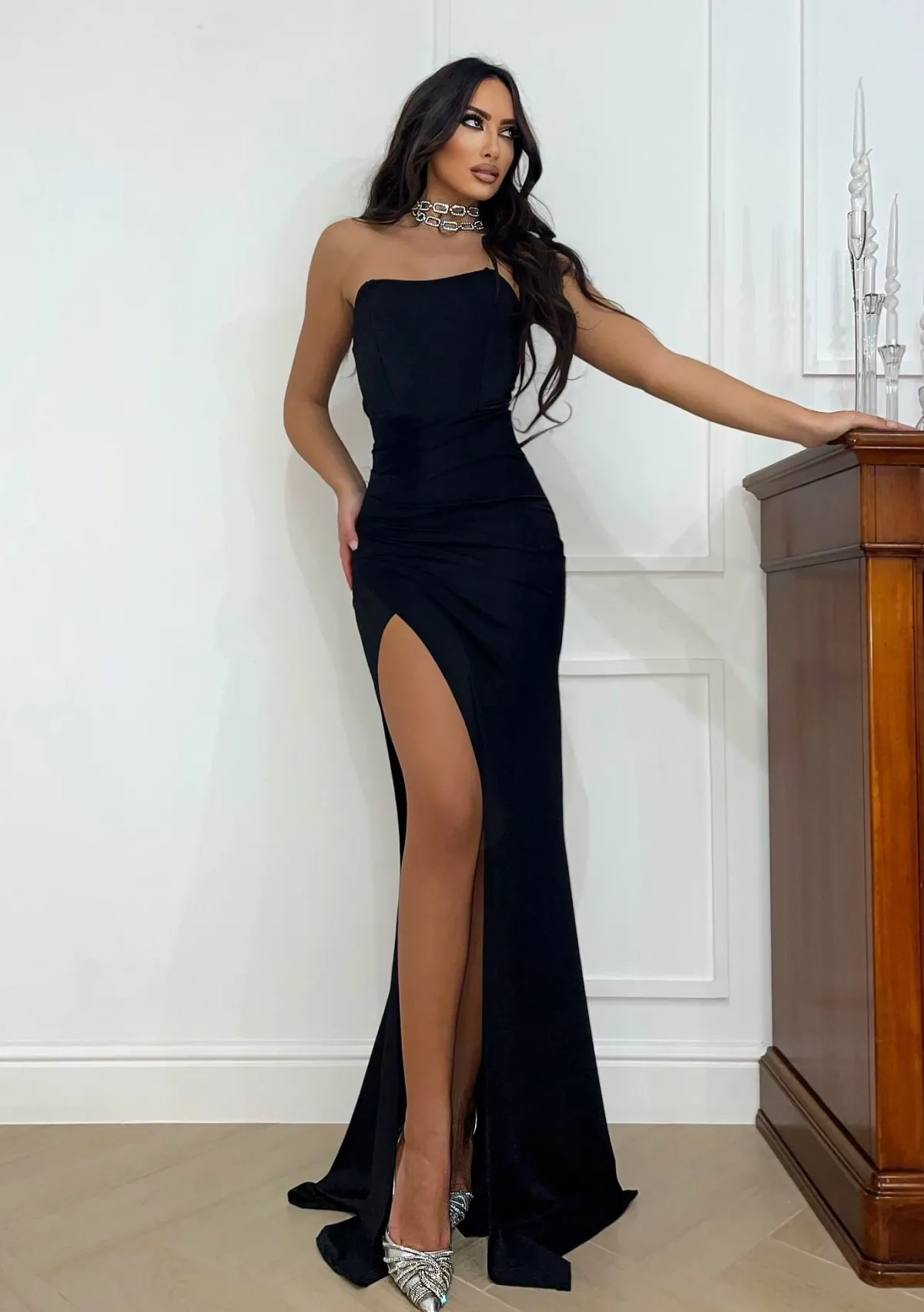 Sale Abito a sirena con push up e incrocio vari colori Abiti