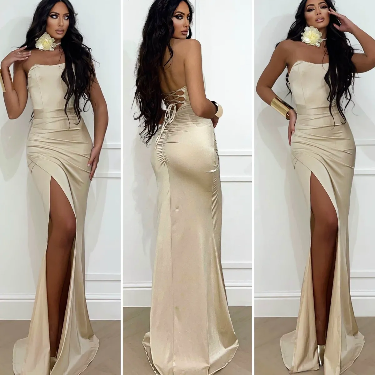 Sale Abito a sirena con push up e incrocio vari colori Abiti