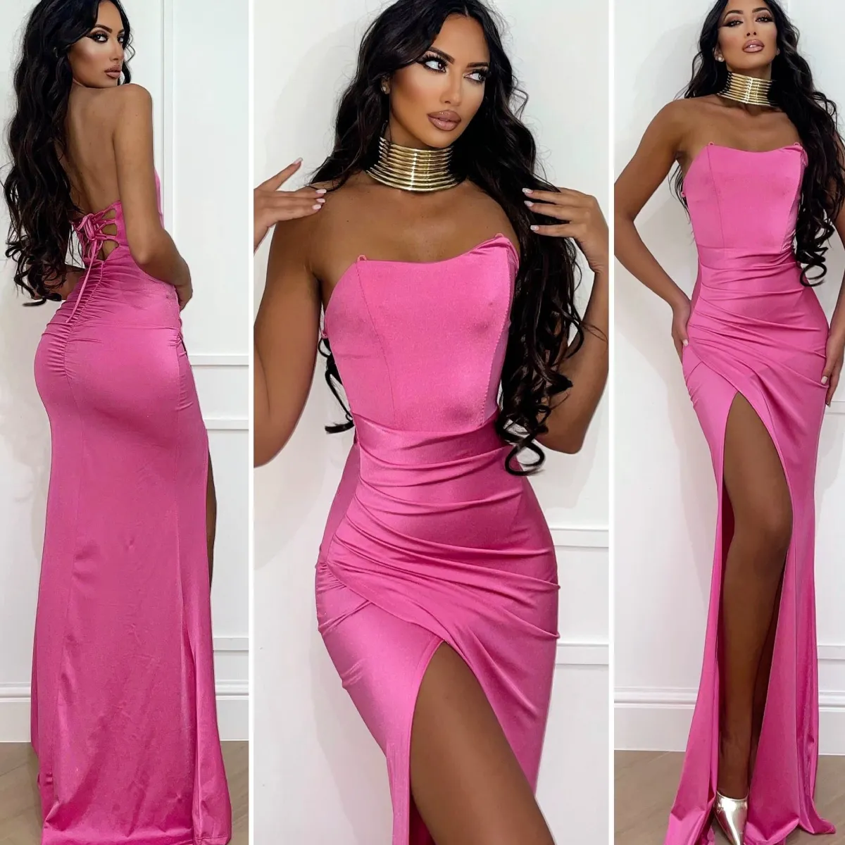 Sale Abito a sirena con push up e incrocio vari colori Abiti