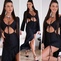 New Abito asimmetrico nero con brillantini Abiti