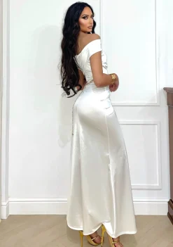 Fashion Abito bianco aderente scollo a barchetta Abiti