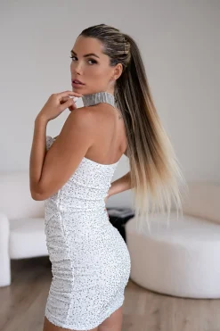 Discount Abito bianco con paillettes Abiti