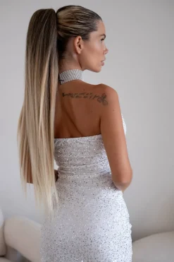 Discount Abito bianco con paillettes Abiti