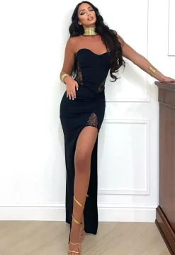 New Abito bustier nero con pizzo Abiti