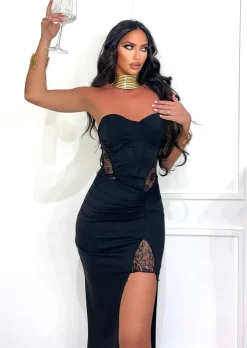 New Abito bustier nero con pizzo Abiti