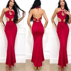 Sale Abito con incrocio sulla schiena e gemma bordeaux Abiti