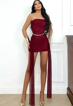 Fashion Abito con tulle bordeaux Abiti
