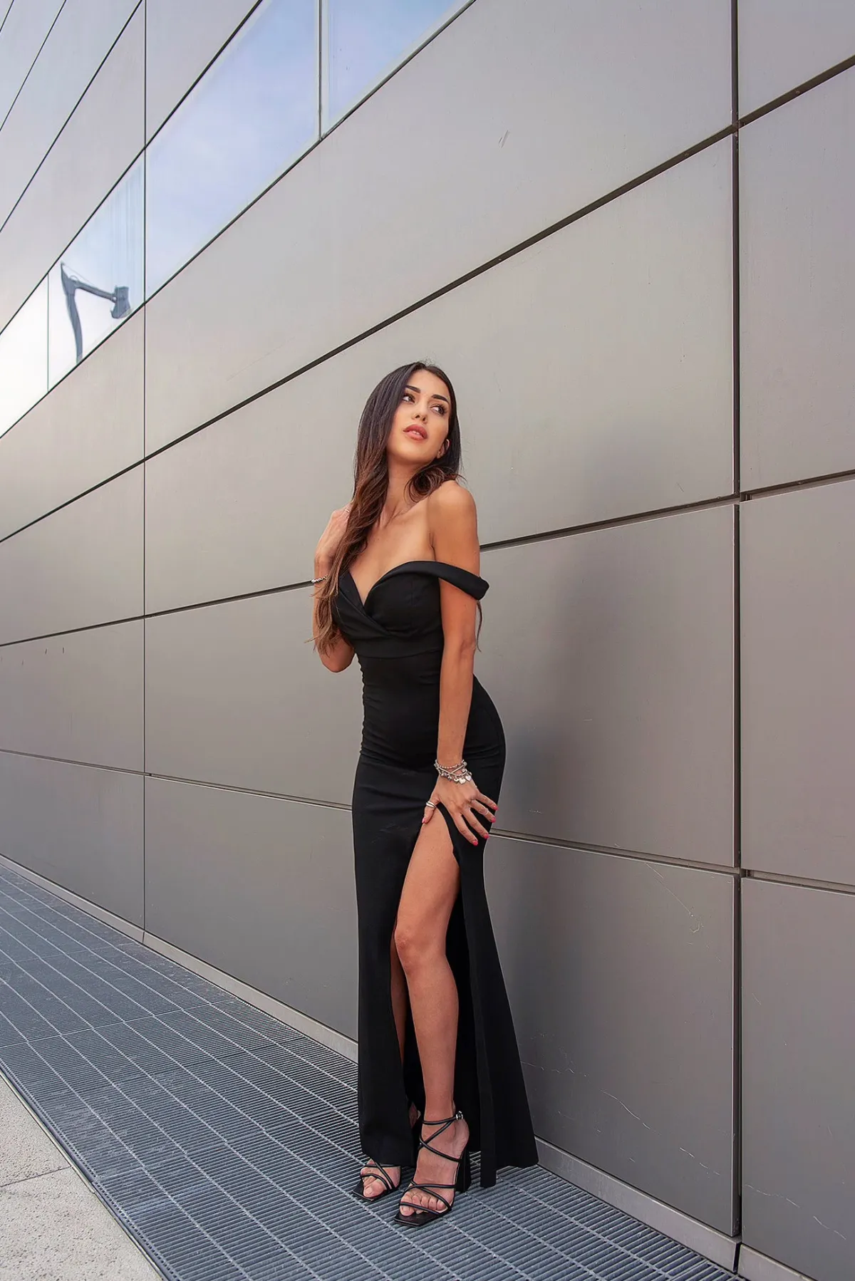 Discount Abito da damigella con spacco aderente schiena scoperta | consegna 24/48h Abiti