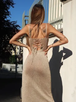 Hot Abito in lurex oro | consegna 24/48h Abiti