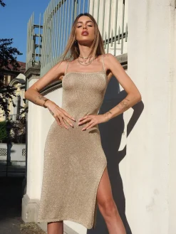 Hot Abito in lurex oro | consegna 24/48h Abiti