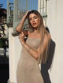 Hot Abito in lurex oro | consegna 24/48h Abiti