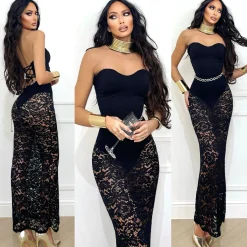 New Abito in pizzo nero con body Abiti