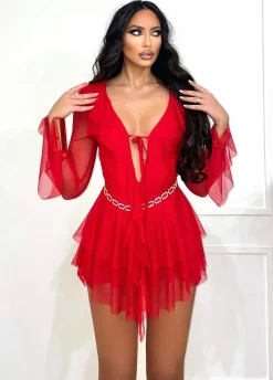 Sale Abito in tulle rosso Abiti