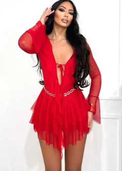 Sale Abito in tulle rosso Abiti