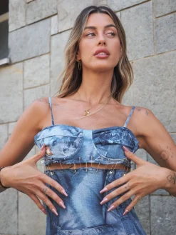 Online Abito jeans con spille Abiti