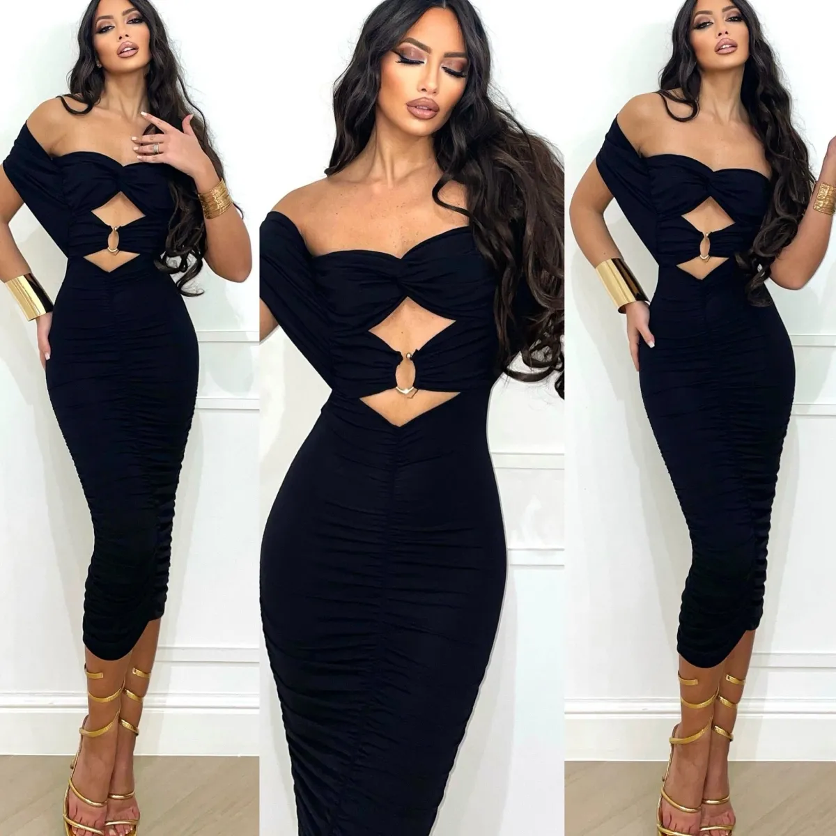Online Abito midi con anello e choker al collo Abiti