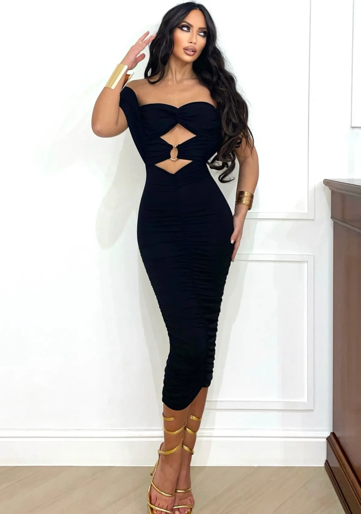 Online Abito midi con anello e choker al collo Abiti