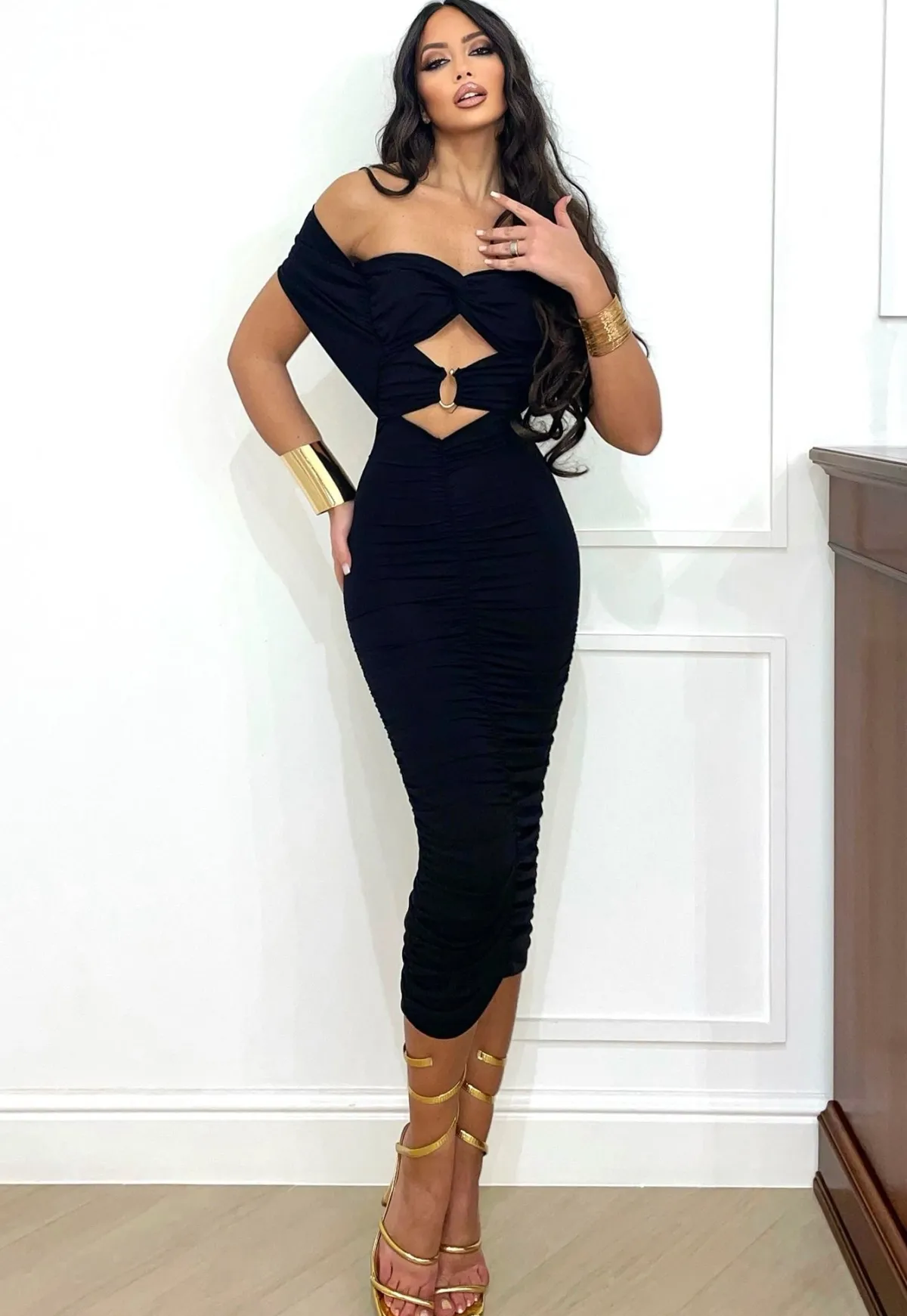 Online Abito midi con anello e choker al collo Abiti