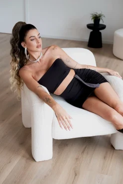 Clearance Abito nero a fascia con strass Abiti
