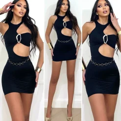 Fashion Abito nero con choker e gioiello Abiti