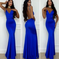 Discount Abito sirena bretellina blu Abiti