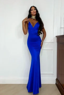 Discount Abito sirena bretellina blu Abiti