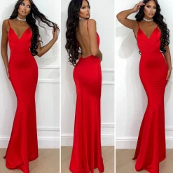 Hot Abito sirena bretellina rosso Abiti