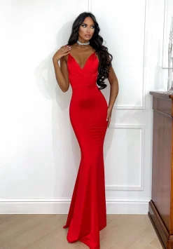 Hot Abito sirena bretellina rosso Abiti