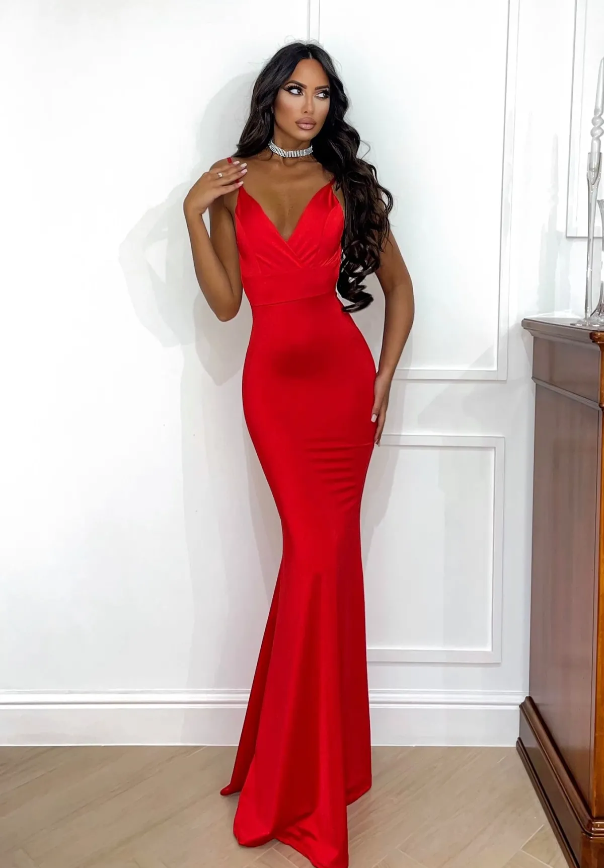 Hot Abito sirena bretellina rosso Abiti