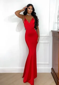Hot Abito sirena bretellina rosso Abiti