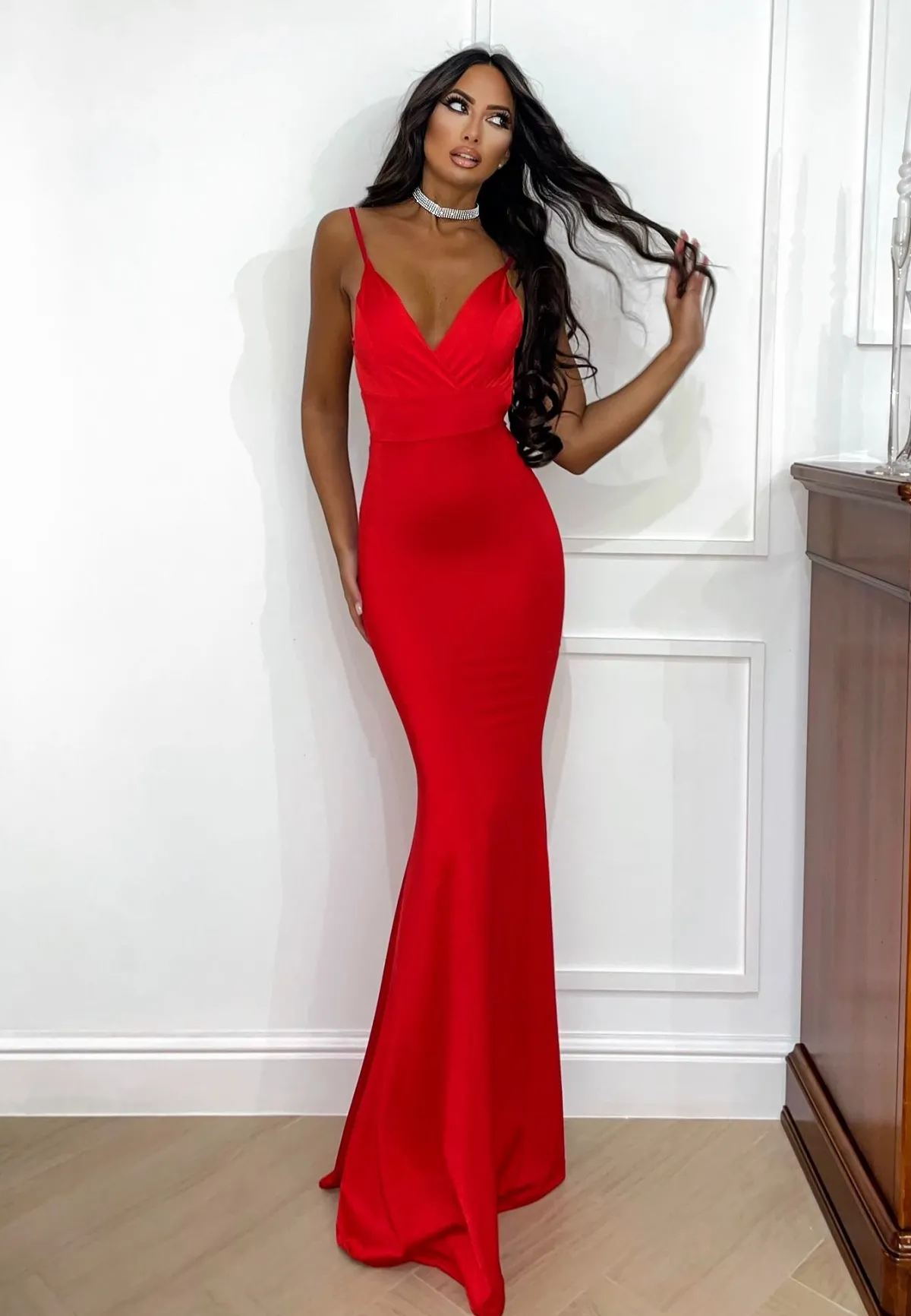 Hot Abito sirena bretellina rosso Abiti