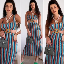 Outlet Abito zig zag tiffany arancio Abiti