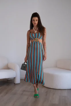 Outlet Abito zig zag tiffany arancio Abiti