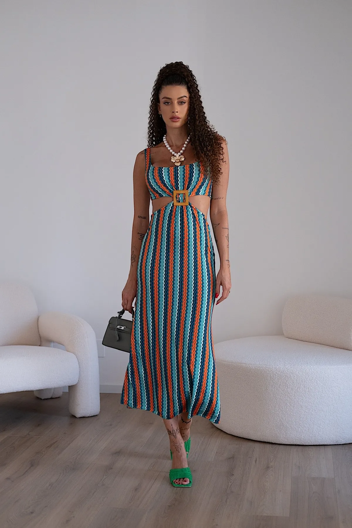 Outlet Abito zig zag tiffany arancio Abiti