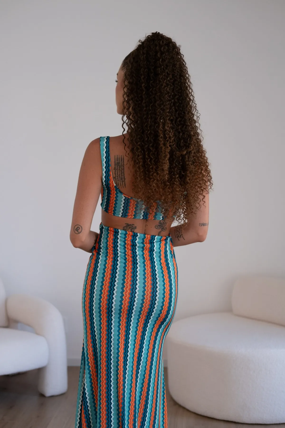 Outlet Abito zig zag tiffany arancio Abiti