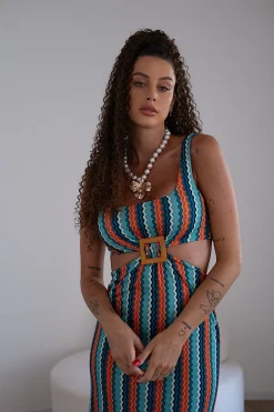 Outlet Abito zig zag tiffany arancio Abiti