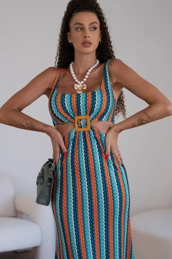 Outlet Abito zig zag tiffany arancio Abiti