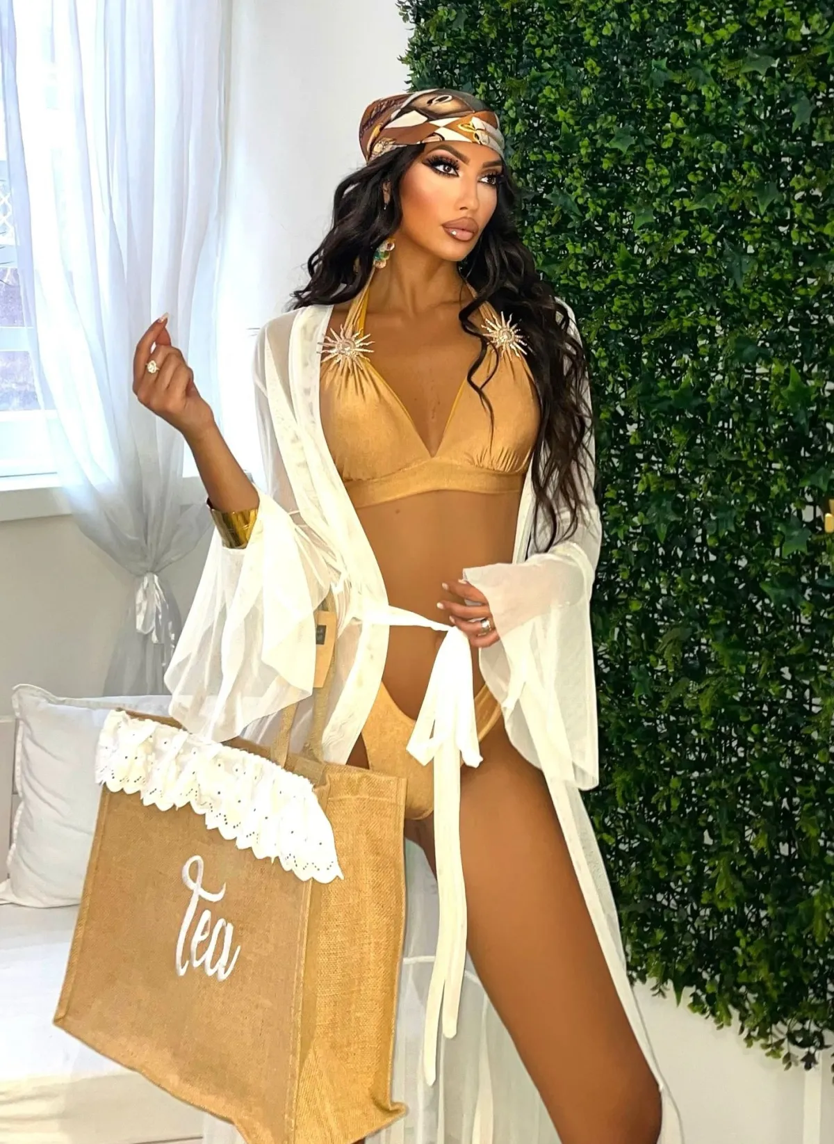 Clearance Bandana Brown gold Bikini|Bikini