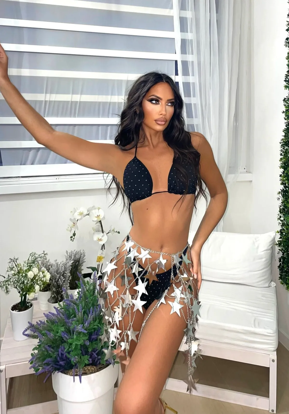 Outlet Bikini nero con brillantini Bikini|Bikini
