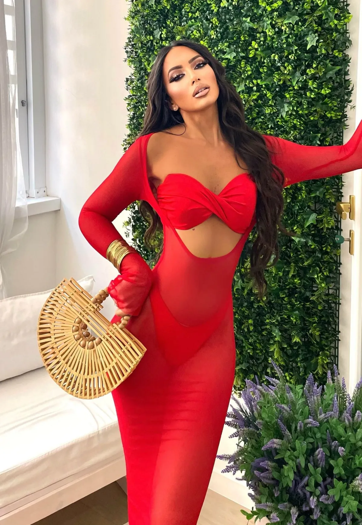 Outlet Bikini tre pezzi rosso in velo Bikini|Bikini